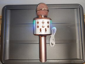 Bezdrátový nabíjecí svítící karaoke mikrofon s reproduktorem - 2