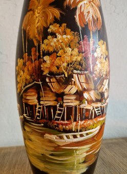 dřevěná ručně malovaná váza, 37 cm - 2