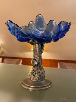 Starožitný Cínový A Skleněný Dekorativní Stůl Z Francie - 2