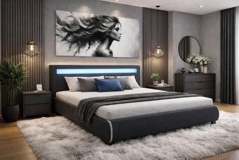 Postel designová s led osvětlením Nová - 2