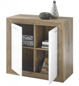 Komoda- XXXLutz- Neapel š.90cm - dub/bílá lesk - 2