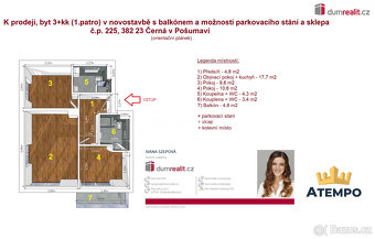 K prodeji, byt 3+kk s balkónem v moderní novostavbě, s možno - 2