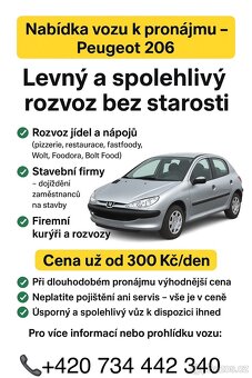 LEVNÝ PRONÁJEM VOZU PEUGEOT 206 - 2