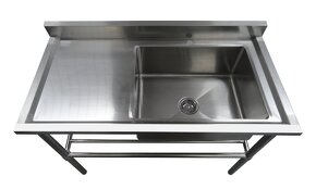 Nerezový dřez 120 cm  s odkládacím prostorem - 2