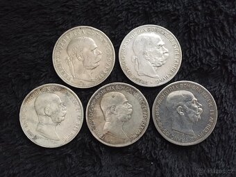 5 kusů stříbrných 5 korun RU F.J.I., každá mince jiná - 2