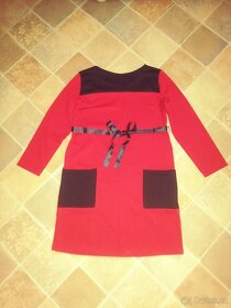 Těhotenské červené teplejší šaty vel. L - 2