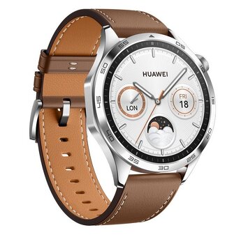 Chytré hodinky Huawei Watch GT 4 46 mm - Silver + Brown Stra - 2