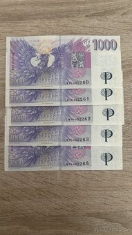 SADA 5× 1000 Kč s přítiskem ČNB, UNC, série M16, POSTUPKA - 2