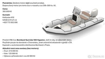Bombard Sunrider 550 Hypalon – výborný stav, vlek, výbava - 2
