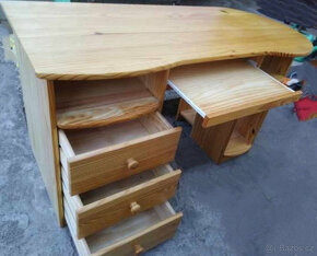 Dřevěný psací stůl masiv s vysouvací deskou na klávesnici - 2