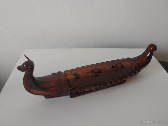 Skleněná vikingská loď (drakar) z 80tých let, toalet.voda - 2