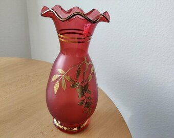Retro váza BOHEMIA se zlac. oroplastikami - 2