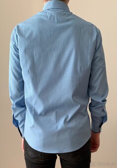 Pánská slim fit košile – modrá se vzorem - 2