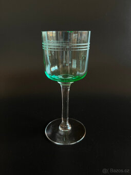 Starožitná secesní sklenice 120ml, uranové sklo - 2