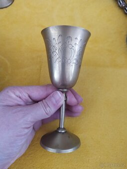 Mosazné pohárky + miska - 2