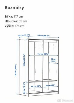 Šatní skříň s posuvnými dveřmi, černohnědá, 117x176 cm - 2