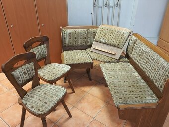 Rustikální Rohová lavice + stůl  + židle - 2