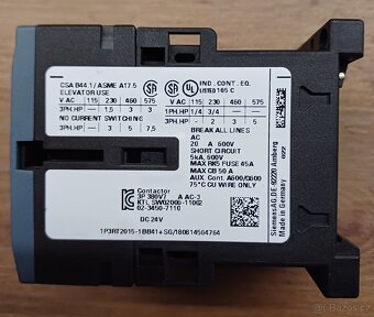 Výkonový stykač Siemens 3RT2015-1BB41, AC-3, 3KW/400V, 1NO - 2