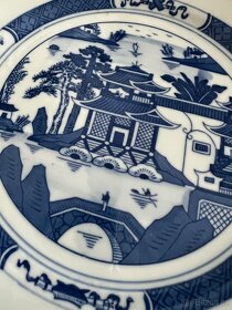 1900-1909 čínský modrobílý porcelán, talíř, retro antik - 2