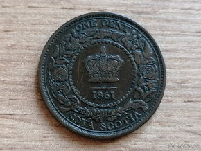 One Cent 1861 Provincie Nova Scotia koloniální mince Kanada - 2