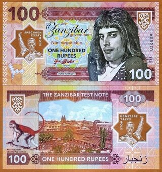 SET bankovek ZANZIBAR 50 + 100 + 1000 Rupees FREDDIE MERCURY - 2