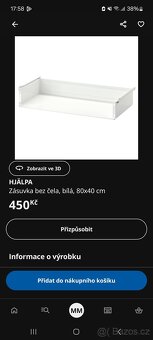 Ikea zásuvka bez čela HJÄLPA bílá - nová, nevybalená (6ks) - 2