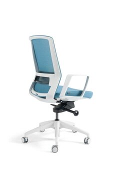 Kancelářská židle - nerozbalený vzorek, modrá, bílá kostra - 2