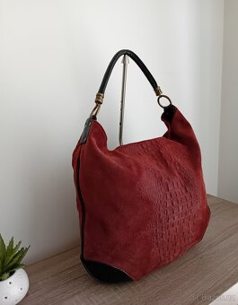 Genuine Leather Italy dámská velká hobo kabelka kožená - 2