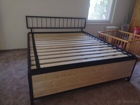 Kovová postel ,vyvyšená postel,masivní  postel 160 180 x 200 - 2