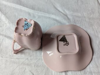 Hrníček s podšálkem - Růžový porcelán H&C - 2