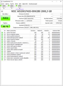 2TB pevný disk WD Black 3.5" SATA 2000GB HDD - 2
