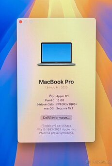 MacBook Pro M1 2020/16GB RAM/M1/256GB SSD/Záruka - 2