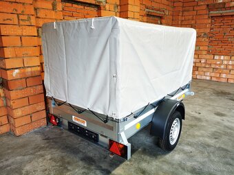 přívěsný vozík 202x114x30 cm, s konstrukcí a plachtou - 2