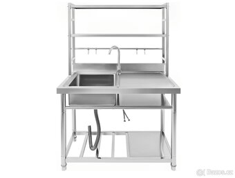 Gastro dřez na nožičkách s policemi - 2