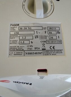 Elektrický ohřívač Fagor 30 l - 2