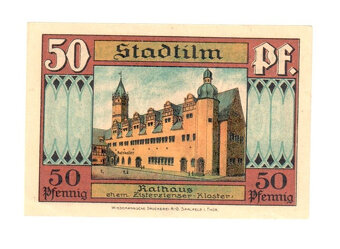 Nouzová bankovka 50 Pfennig Stadtilm, Německo 1921 - 2