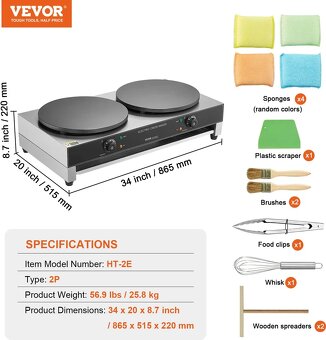 Nový profesionální dvouplotýnkový palačinkovač - 2