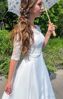 NOVÉ svatební šaty ORGANZA s rukávy - 2