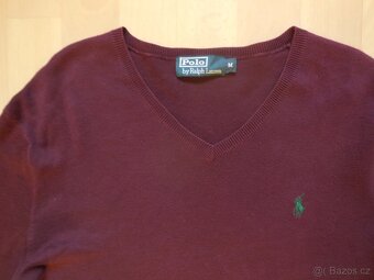 pánský Ralph Lauren tm.vínový svetr do V, slabý, ba M/L - 2