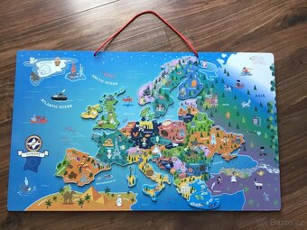 Dřevěná magnetická mapa Evropy Playtive - 2