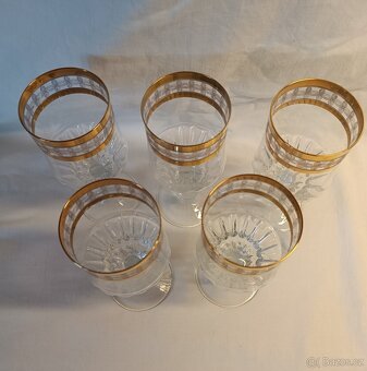 Staré zlacené skleničky s gravírováním-60. léta - 2