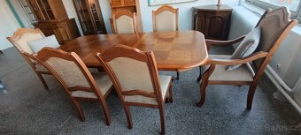 Jídelní set, stůl, židle, křesla, rustikální nábytek masív - 2