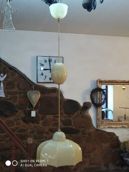 Stará starožitná skleněná Art Deco stahovačka lustr - 2