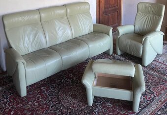 Luxusní moderní kožená sedací souprava 3+1 + taburet, 2706 - 2