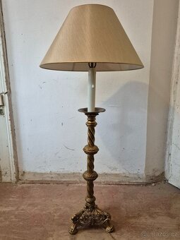 Stojací lampa s mosaznou nohou. těžká - 127 cm - funkční - 2
