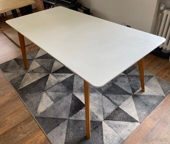 Jídelní stůl 180x90 cm bílý, podnož dřevo - 2