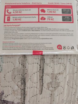 Předplacená karta Vodafone - Zlatá karta - 2