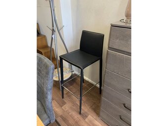 Designová barová židle - černá ekokůže 1ks - 2