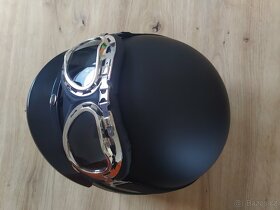 Retro helma - černá hladká matná - 2