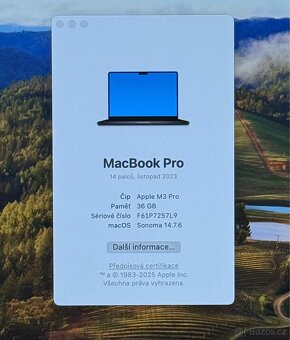NOVÝ MacBook Pro 14” 2023/36GB RAM/M3 PRO/1TB SSD/Záruka - 2